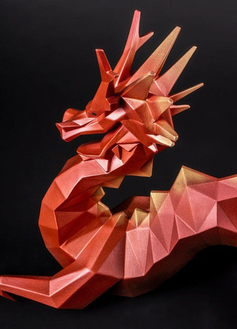 SCULTURA DRAGO ROSSO E ORO 1002033 LLADRO' RED