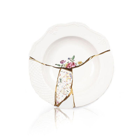 PIATTO FONDO PORCELLANA KINTSUGI ART 09623 SELETTI