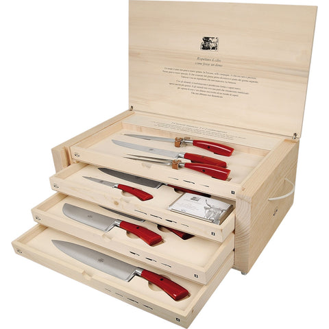 PLENUM ROSSO IL TRINCIANTE COMPLETO 14 PZ COLTELLERIE BERTI