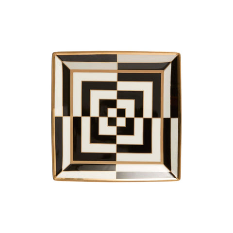OP ART QUADRATISCHES SERVIERTABLETT 34818 JONATHAN ADLER SCHWARZ