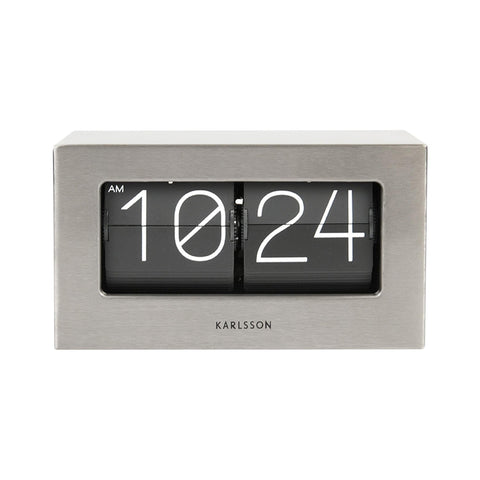 BOXED FLIP TISCHUHR KA5620ST KARLSSON SILBER GEBÜRSTETES SILBER