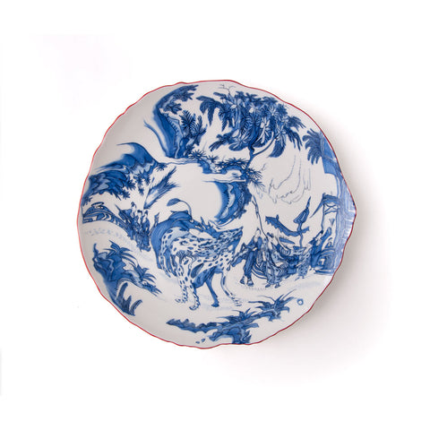 KLASSISCHER FLACHER TELLER AUF SÄURE Cm.28 - CHINOISERIE BLAU ART.11203 SELETTI