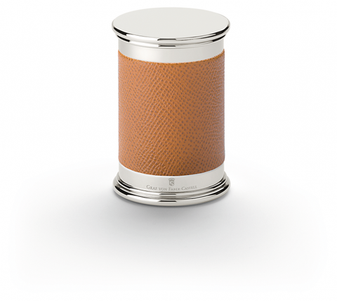 Bleistiftspitzer Graf von groß, platiniert, Leder, Cognac, 118513, Faber Castell