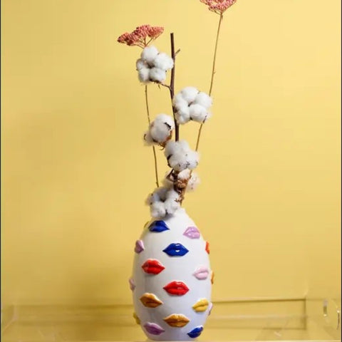 VASO MOUTH VASE22-1210 22CM BLOGO DESIGN MULTICOLOR