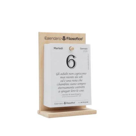 CALENDARIO FILOSOFICO FORMATO A5 C/SUPPORTO IN LEGNO