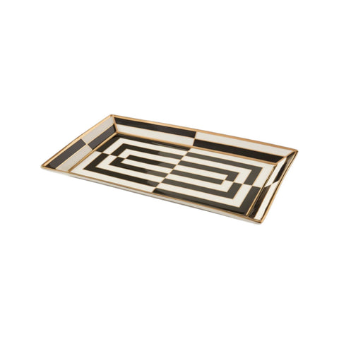 OP ART RECHTECKIGES SERVIERTABLETT 34816 JONATHAN ADLER SCHWARZ