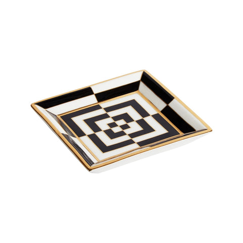 OP ART QUADRATISCHES SERVIERTABLETT 34818 JONATHAN ADLER SCHWARZ