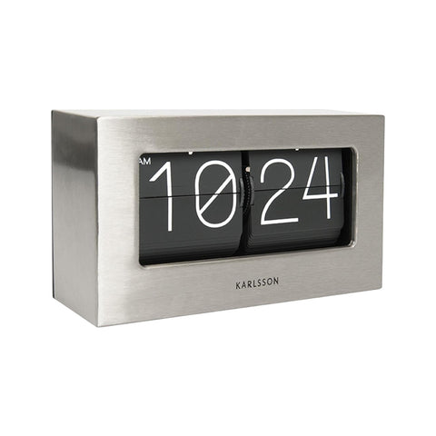 BOXED FLIP TISCHUHR KA5620ST KARLSSON SILBER GEBÜRSTETES SILBER