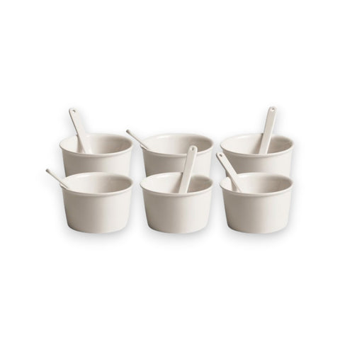 SET MIT 6 EISCREMEBECHERN UND PORZELLAN-PORTIONIERER SELETTI 10642 KIT