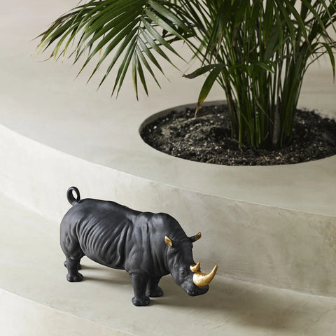 RINOCERONTE LLADRO' 01009595 ORO-NERO