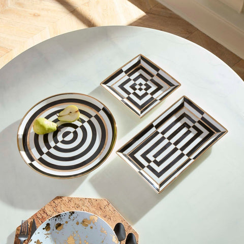 OP ART RECHTECKIGES SERVIERTABLETT 34816 JONATHAN ADLER SCHWARZ