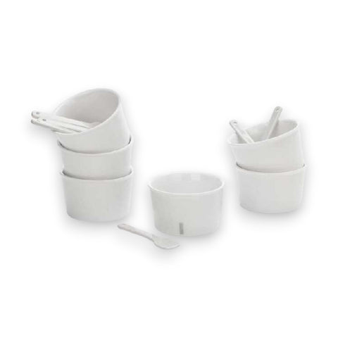 SET MIT 6 EISCREMEBECHERN UND PORZELLAN-PORTIONIERER SELETTI 10642 KIT