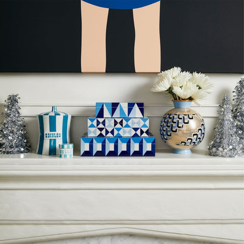 SCATOLA LARGE SORRENTO LACQUER BOX ART. 28529 JONATHAN ADLER BLUE