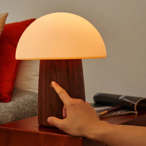 ALICE MUSHROOM LAMP LARGE NATURAL WALNUT WOOD GINGKO ART. G022WT1 MULTICOLOR