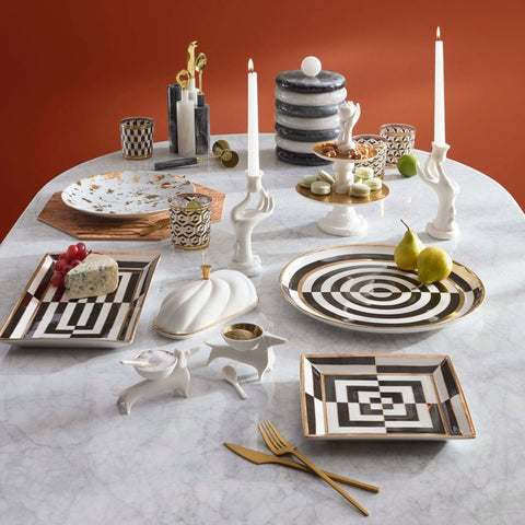 OP ART RECHTECKIGES SERVIERTABLETT 34816 JONATHAN ADLER SCHWARZ