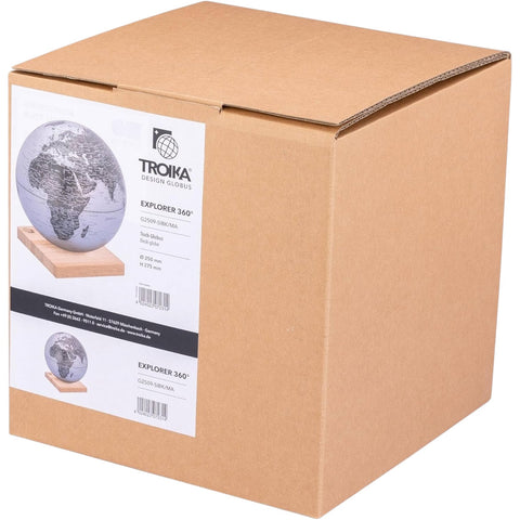 MAPPAMONDO DIAMETRO 25 CM BASE LEGNO G2509-SIBK/MA ARGENTO-NERO OPACO TROIKA