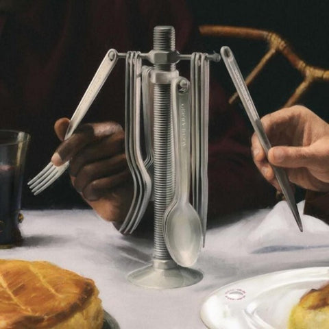 ALESSI 16-TEILIGES BESTECKSET MIT BESTECKHALTER (ART. VA02SET)