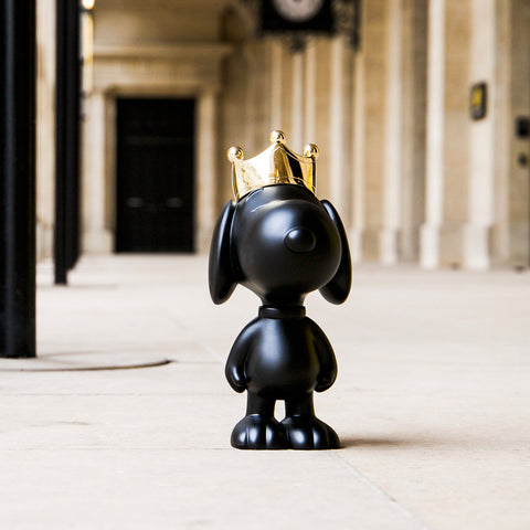SCUPLTURE SNOOPY CROWN BLACK & GOLD 31CM PEAST03101MANOOR LEBLON DELIENNE BLACK