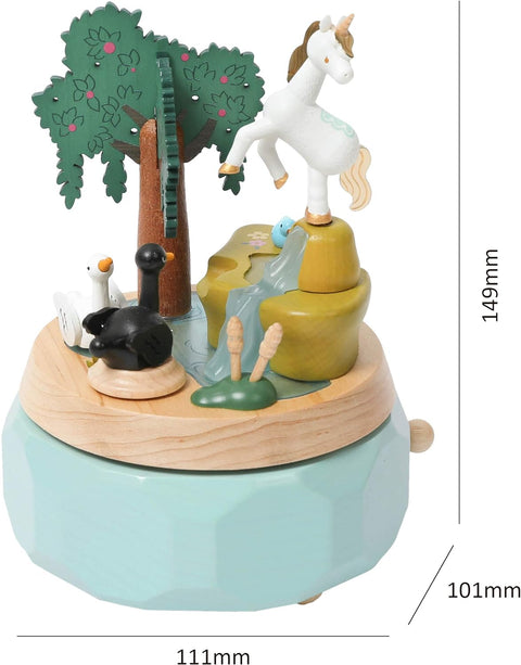 MUSIC BOX UNICORN WITH SWANS ART. 1060553 WOODERFULLIFE