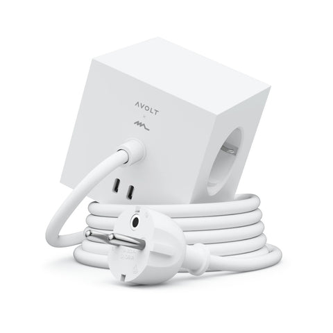 QUADRATISCHE STECKDOSE 1 USB C 1,8 METER OPALWEISS AVOLT