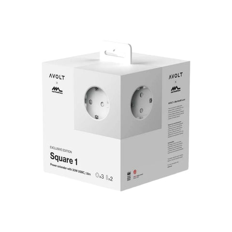 QUADRATISCHE STECKDOSE 1 USB C 1,8 METER OPALWEISS AVOLT