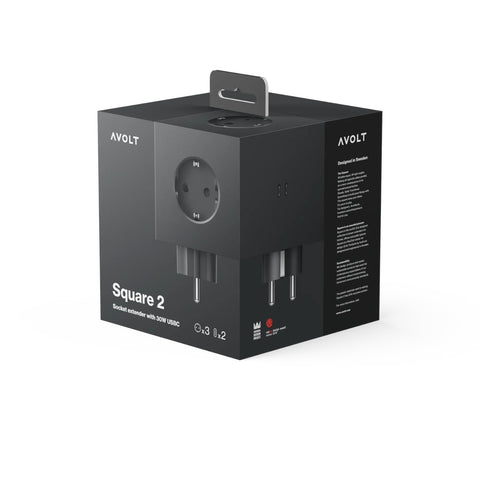 PRESA SQUARE 2 USB C STOCKHOLM BLACK SOCKET F AVOLT
