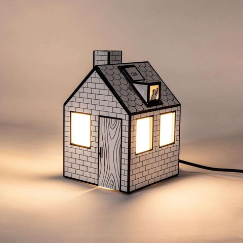 SELETTI 15195 WEISSE TISCHLAMPE AUS RECYCELTEM PAPIER, EIN/AUS, 16X16X25