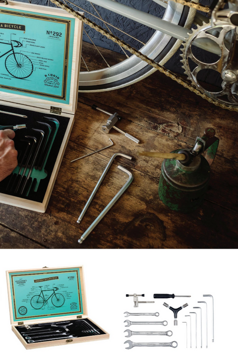 FAHRRAD-WERKZEUGSATZ IN HOLZKISTE GENTLEMEN'S HARDWARE GEN292UK