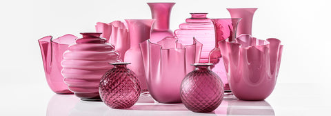 VASO OPALINO MAGENTA TRASPARENTE VENINI 706.38