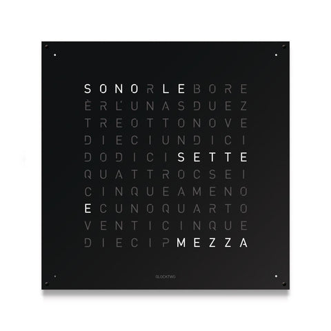 OROLOGIO CLASSIC 45X45 QT4 QLOCKTWO PANNELLO E BASE NERO BLACK