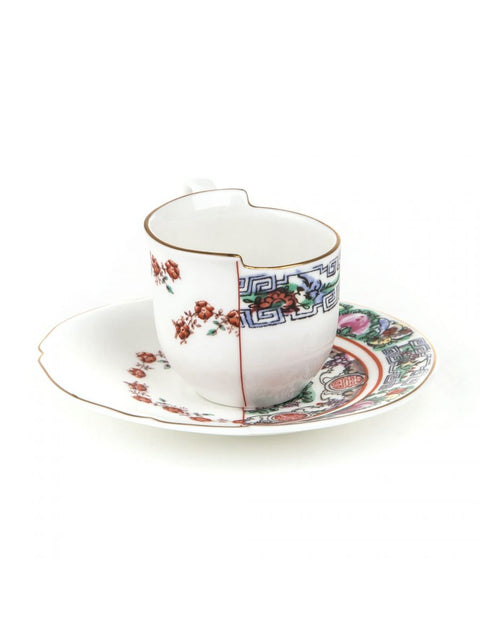 SELETTI HYBRID 09743 MEHRFARBIGE KAFFEETASSE AUS PORZELLAN MIT UNTERTASSE