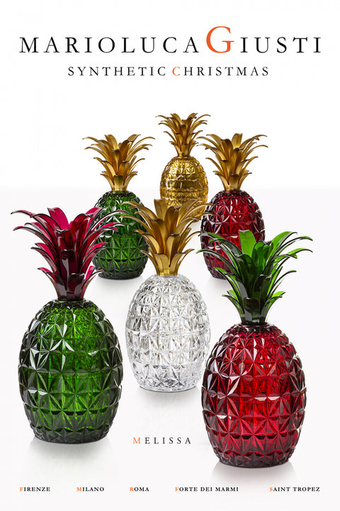MELISSA VASE ANANAS RUBIN BLATTGOLD MARIO LUCA GIUSTI ROT