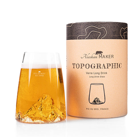 TOPOGRAPHIC BICCH LONG DRINK PC.D.MIDI ART. TOPO-VD-PM ALASKAN MAKER TRANSPARENT