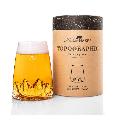 BICCHIERE LONG DRINK TOPOGRAPHIC 3 CIME TOPO-VD-TC ALASKAN MAKER TRANSPARENT