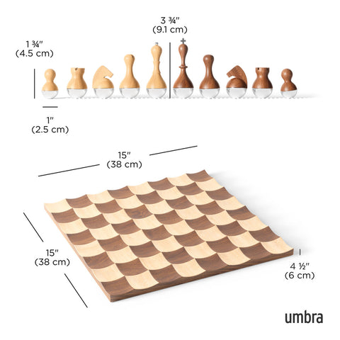 SCACCHI WOBBLE CHESS SET 377601-656 UMBRA WALNUT BROWN