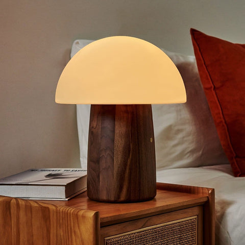 ALICE MUSHROOM LAMP LARGE NATURAL WALNUT WOOD GINGKO ART. G022WT1 MULTICOLOR