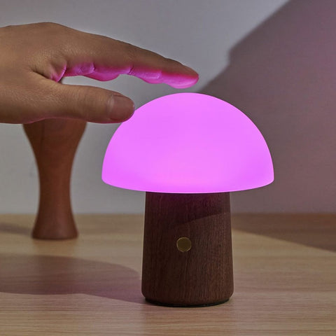 ALICE MUSHROOM LAMP MINI NATURAL WALNUT WOOD GINGKO ART. G022WT2 MULTICOLOR