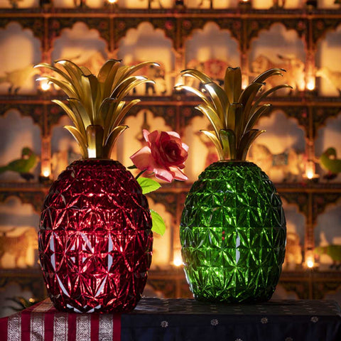 MELISSA VASE ANANAS RUBIN BLATTGOLD MARIO LUCA GIUSTI ROT