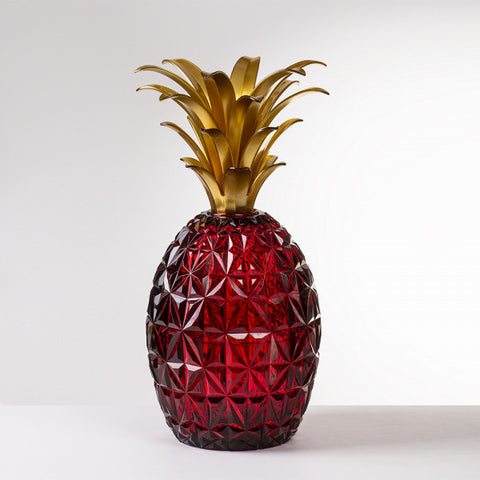 MELISSA VASE ANANAS RUBIN BLATTGOLD MARIO LUCA GIUSTI ROT