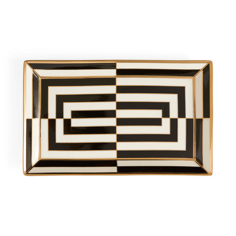 OP ART RECHTECKIGES SERVIERTABLETT 34816 JONATHAN ADLER SCHWARZ