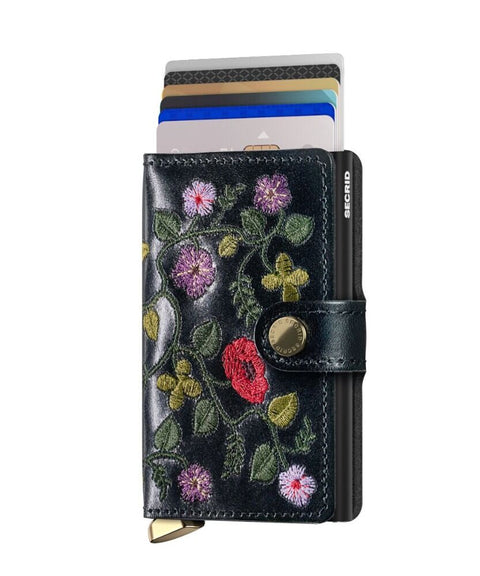 SECRID PREMIUM MINIWALLET STITCH FLORAL BLACK