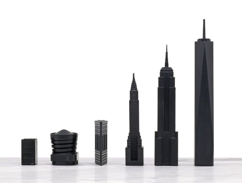 SCACCHI SKYLINE ACRYLIC LONDON VS NEW YORK (WITH MARBLE HATCH BOARD) SKU.057 WHITE