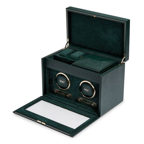 PORTAOROLOGI BRITISH RACING DOUBLE WATCH WINDER 792241 WOLF 1834 GREEN