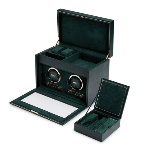 PORTAOROLOGI BRITISH RACING DOUBLE WATCH WINDER 792241 WOLF 1834 GREEN