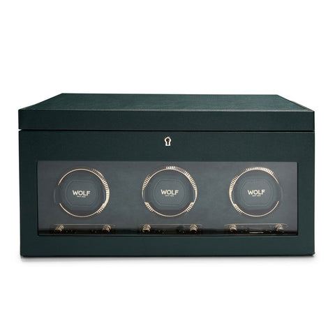 BRITISH RACING TRIPLE WATCH WINDER UHRENBOX 792341 WOLF 1834 GRÜN