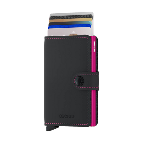 MINIWALLET SECRID MATTE BLACK & FUCHSIA