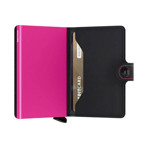 MINIWALLET SECRID MATTE BLACK & FUCHSIA