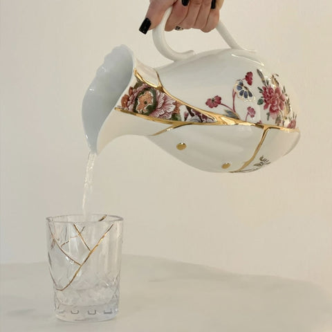 KINTSUGI Krug aus Porzellan und Gold, 19 x 14, H 25, 09645, Seletti, Weiß