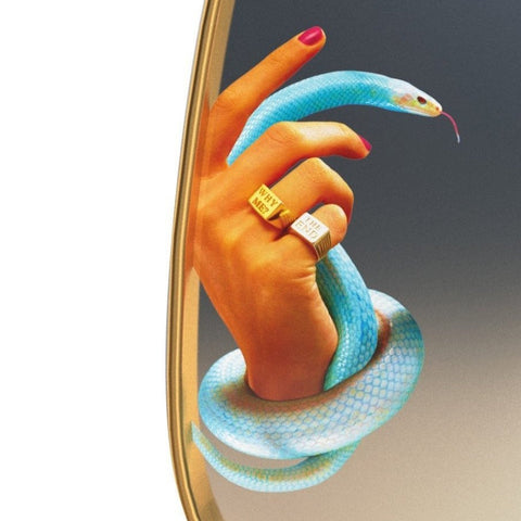 SELETTI SNAKES 17040 SPIEGEL MIT HOLZRAHMEN 54 CM H 59 CM