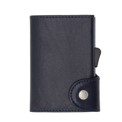 PORTAFOGLIO SINGLE COIN MONTANA VEGETABLE TANNED LEATHER C SECURE BLUE